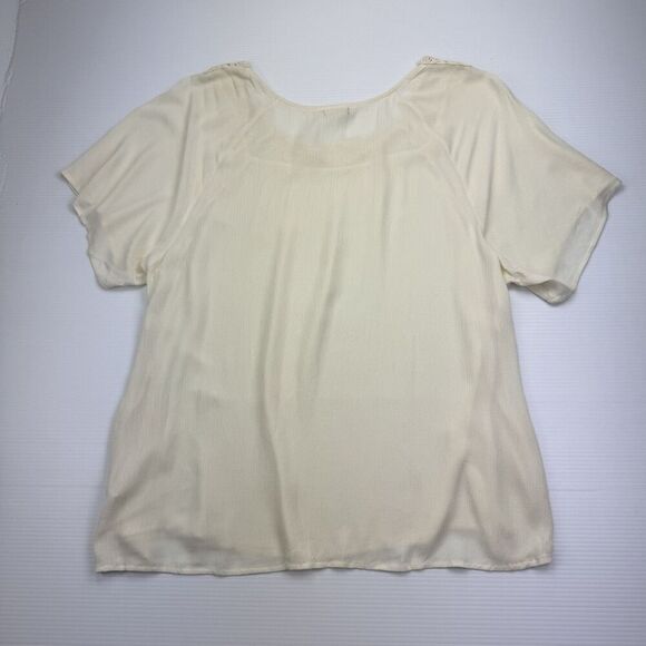 Eyeshadow Ivory Blouse Crochet Lace Women's Size 2X Top Semi Sheer Short Sleeve - Picture 3 of 7